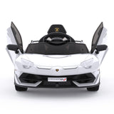 Garvee Coche Eléctrico 12V, Doble Motor Potente, Puertas Hidráulicas Suaves, Material PP Resistente a Impactos, 3-6 años, Interior y Exterior, Blanco - Blanco