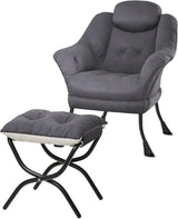Garvee Silla Perezosa Ergonómica Con Otomán, Soporte Reforzado, Tela De Lujo Removible, Diseño Moderno, Ideal Para Apartamentos Y Salas, Tamaño Compacto, Color Gris - Gris Claro