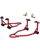 Garvee Soporte Trasero para Motocicleta Estable 204 kg Capacidad Altura Ajustable Acero Pulido Antideslizante Negro/Rojo Taller y Hogar - Rojo