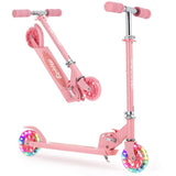 Garvee Patinete infantil con ruedas LED RGB, ligero 2kg, manillar ajustable, plataforma antideslizante, plegable, rosa, para niños 3+ - Rosa