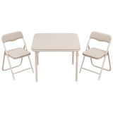Garvee Conjunto de Mesa y 2 Sillas Plegables para Niños con Asientos de PU Suave, Estructura de Acero Estable, Ideal para Comer y Jugar, Beige - Beige