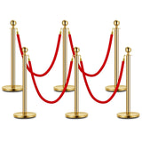 Garvee Stanchions y Cuerdas de Terciopelo para Control de Multitudes, Barreras de Cola Doradas de Acero Inoxidable, Eventos VIP, 1.5M, Rojo - Predeterminado_2 del Sistema