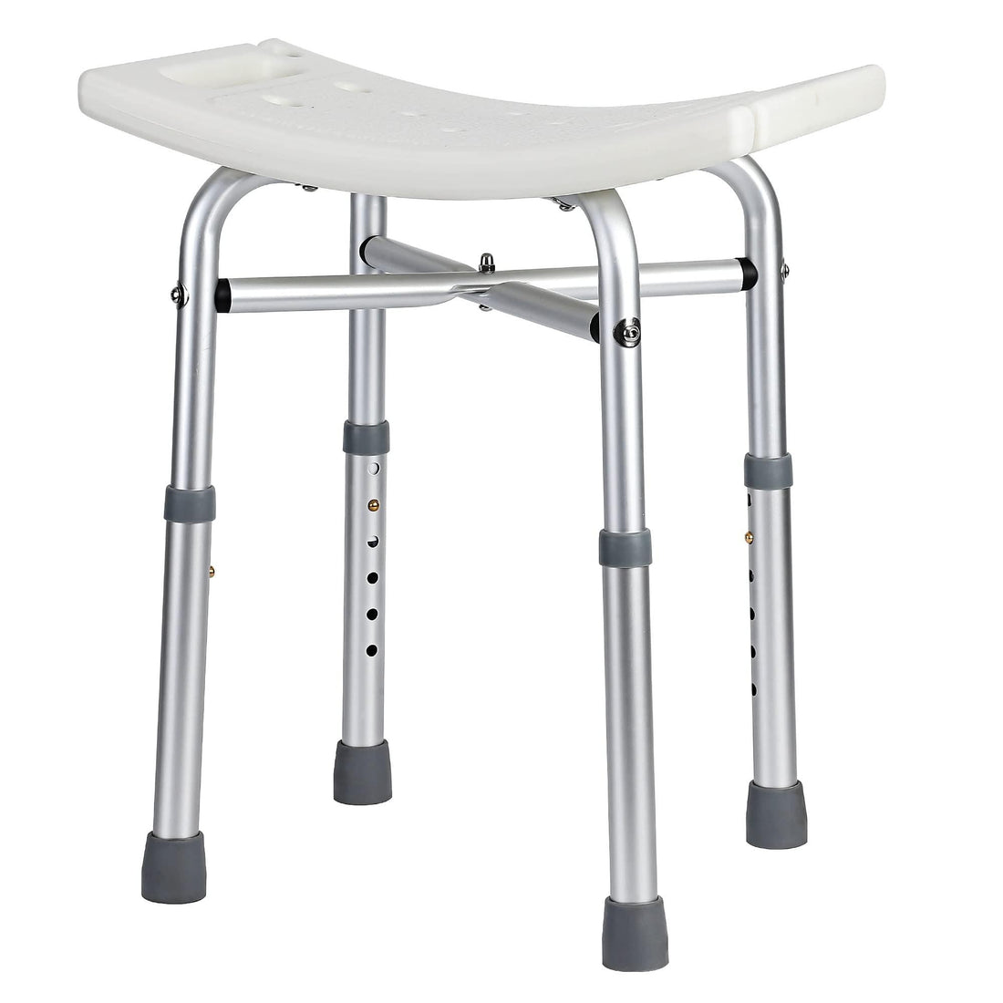 Garvee Banco de Ducha Ajustable Aluminio PE Asiento Ergonómico Antideslizante Personas Mayores, Discapacitados Baños, Espacios Residenciales Satinado Blanco