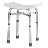 Garvee Banco de Ducha Ajustable Aluminio PE Asiento Ergonómico Antideslizante Personas Mayores, Discapacitados Baños, Espacios Residenciales Satinado Blanco - Blanco