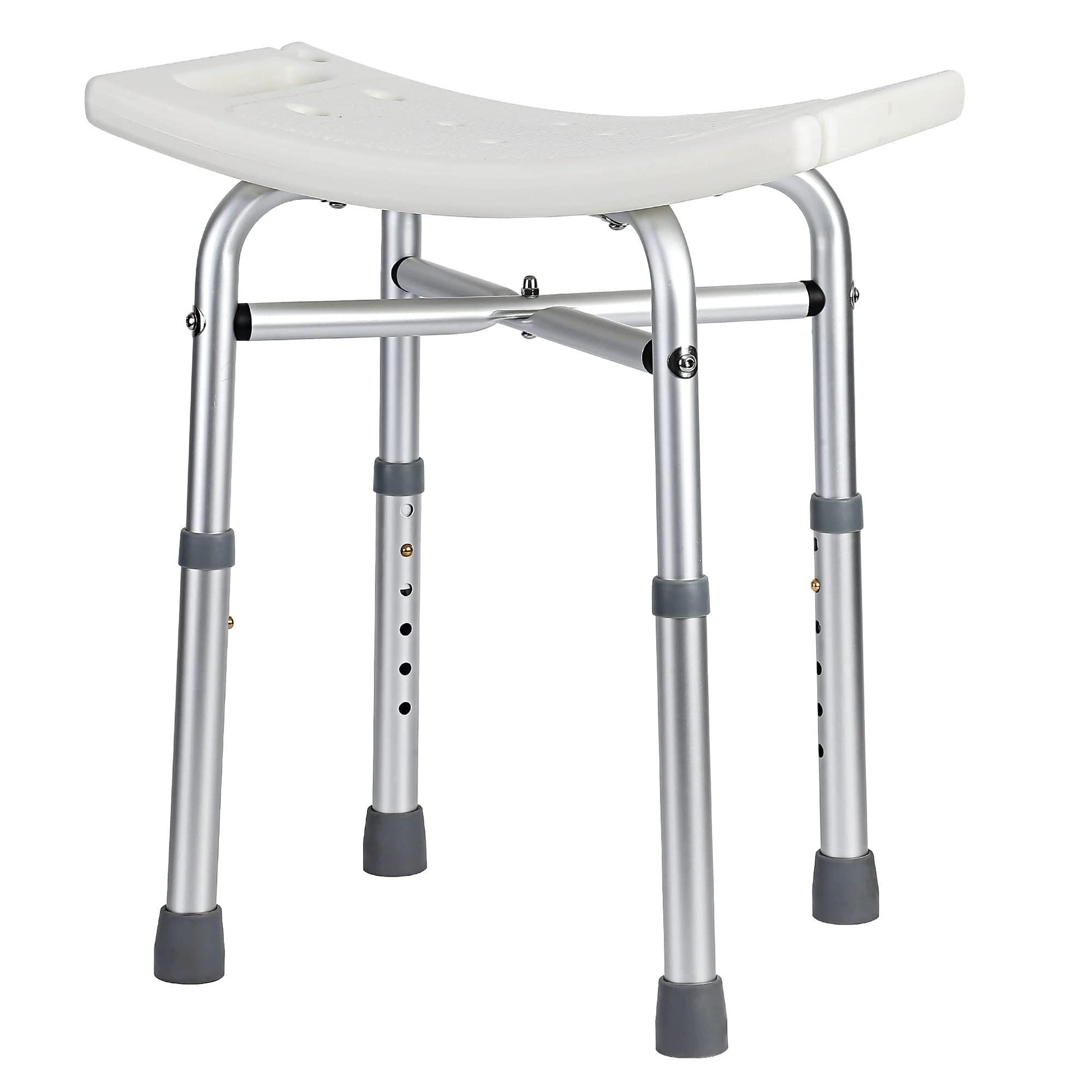 Garvee Banco de Ducha Ajustable Aluminio PE Asiento Ergonómico Antideslizante Personas Mayores, Discapacitados Baños, Espacios Residenciales Satinado Blanco