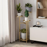 Garvee Estante Para Plantas Vintage Multi-Capa Con Patas Antideslizantes Acero Dorado Para Hogar Y Oficina 80 Cm - Dorado
