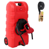 Garvee Tanque de Combustible Portátil 57L 15 Galones Polietileno Resistente Bomba de Sifón Manguera 3.05m Válvulas de Latón Ruedas Autos Barcos Color Rojo
