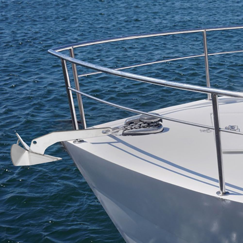 Garvee Ancla de Barco Estilo Delta de Acero Inoxidable 316 de 10 kg y 67 cm para Embarcaciones de 28 a 42 Pies, Plata