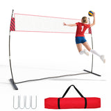 Garvee Red de vóleybol 365.76cm ajustable fibra de vidrio resistente portátil para playa y jardín, compacta y versátil, color rojo - Rojo