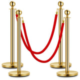 Garvee Stanchions Y Cuerdas De Terciopelo, Barreras De Control De Multitudes, Poste Dorado De Acero Inoxidable, Cuerdas Rojas, Montaje Rápido, Elegante Para Eventos VIP - Sistema Predeterminado_1