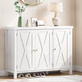 Garvee Gabinete Para Zapatos Estilo Granero 4 Niveles MDF Resistente Manijas Doradas Blanco Entrada Hogar