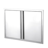 Garvee Puerta Doble de Acceso BBQ de Acero Inoxidable Cepillado, 71.12×48.26cm con Panel de Ventilación, Resistente y Segura para Islas de Barbacoa y Gabinetes Exteriores - Puertas Dobles