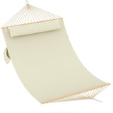 Garvee Hamaca de Algodón Acolchado de 350 cm con Barras de Madera para Exterior Blanco Crema - Beige