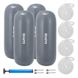 Garvee Protectores para Barcos 4 Unidades 25x71cm, PVC Resistente con Cuerdas, para Amarre y Muelles - Gris