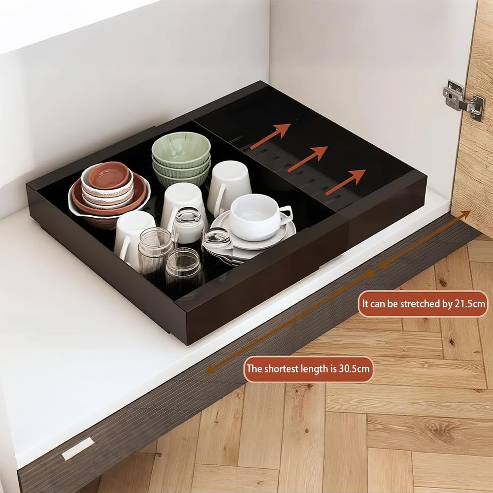 Garvee cajón telescópico extensible Cajones Extraíbles para armarios de Cocina 42 cm profundidad ajustable Acero