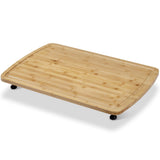 Garvee Tabla de Bambú para Fideos con Patas Ajustables y Ranuras para Jugo, Cubierta para Estufa 30x20 in Natural - Inyección de Aceite