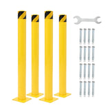 Garvee Juego de 4 Bolardos de Seguridad Industrial de Acero Q235 con Altura de 91 cm y Base Reforzada para Estacionamientos y Almacenes, Amarillo - Pack de 4