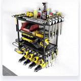 Garvee Organizador de herramientas de 4 niveles, estructura metálica resistente, fácil instalación, color negro, 59.5x24.5x41.5cm para taller y garaje - Negro 4 niveles