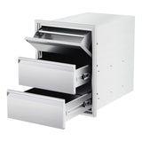 Garvee Cajones para Cocina Exterior de Acero Inoxidable con Portarrollos Resistente y Espacioso para Parrilla y Patio - Tres Capas