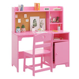 Garvee Escritorio Infantil con Silla para Estudio, Mesa de Madera con Almacenaje y Organizador, Diseño Ergonómico y Seguro para Niños 3-8 Años, Ideal para Dormitorio y Aula, Color Natural - Rosa