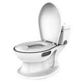 Garvee Vaso Da Notte Realistico Para Niños Con Seduta Morbida Y Antiscivolo, Vaschetta Rimovibile, Suono Scarico, Porta Carta Igienica, Schienale Y Braccioli - Entrenamiento En Casa - Blanco & Gris