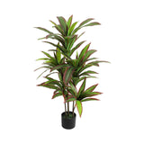 Garvee Planta Artificial Dracaena Grande Maceta Realista Durable Plástico Decoración Hogar Oficina Balcón Verde - Verde & Rojo