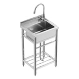 Garvee Fregadero Independiente de Acero Inoxidable 304 con Grifo Extraíble 360° Frío y Caliente, 61 x 51 x 104 cm, para Cocina y Uso Comercial - Con grifo