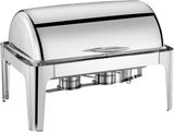 Garvee Set Buffet Roll Top 9 Qt Acero Inoxidable Con Quemador De Alcohol Ajustable Para Catering Y Eventos, Transparente, Portátil
