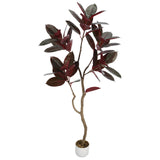 Garvee Árbol Artificial de Higuera Hoja de Violín con Maceta Cemento, PEVA Flexible, Decoración Interior, Verde, Estable - Árbol de caucho