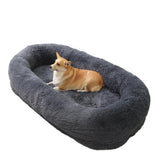 Garvee Hundebett XXL Ortopédico Para Humanos Y Perros, Suave Peluche, Borde Elevado, Funda Lavable, Ideal Para Hogar Y Descanso, 165x100cm, Gris - Gris Oscuro