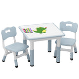 Garvee Combo de Mesa y 2 Sillas Infantil con Tablero Blanco de Aglomerado 60x60x46cm Almohadillas Antideslizantes Seguro y Duradero en Tono Gris Oscuro - Gris Claro