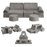 Garvee Sofá Modular de Juego para Niños, 15 Piezas, Sofá de Piso Creativo para Niños y Niñas, Sala de Juegos, Pepita, Multicolor - Gris