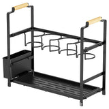 Garvee Organizador de Botellas Bandeja Goteo Cocina Oficina Negro Multifuncional Estable Ahorro Espacio