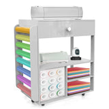 Garvee Carro de Organización para Manualidades con 20 Soportes para Vinilo, Carro de Trabajo Móvil, MDF y Acrílico, Estable y Versátil, para Taller y Oficina