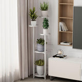 Garvee Soporte de plantas de metal Garvee con pies antideslizantes, estante para flores de esquina para interior y exterior, para jardín, balcón, sala de estar, diseño compacto, blanco - Blanco