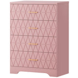 Garvee Cómoda Alta de MDF Moderno con Cajones Profundos para Almacenaje de Ropa en Dormitorio 80x98cm Blanco - Rosa