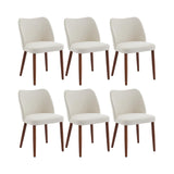 Garvee Juego De 6 Sillas De Comedor De Lino Con Respaldo De Ala Cojines Gruesos Patas De Madera Para Cocina Y Sala - Blanco