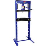 Garvee Prensa de Taller 12 Toneladas H-Frame Ajustable con Placas de Estampado para Garaje, Acero Carbono, Resorte Preciso, Capacidad 12 Ton, Uso Seguro - Azul