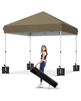 Garvee Toldo Plegable 10x10 Con 8 Lados Altura Ajustable Tela Oxford 210D Resistente Agua UV Camping Eventos - Caqui