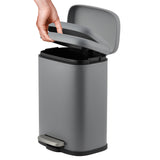 Garvee Cubos De Basura 1.3 Gal Acero Inoxidable Con Tapa Y Pedal De Cierre Suave, Resistente A Huellas, Gris, Ideal Cocina Y Baño - Gris