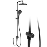 Garvee Sistema de ducha con cabezal de lluvia XL 25cm negro sin grifo para modernización de baño, ajustable en altura - Negro