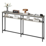 Garvee Mesa Consola Estrecha Garvee 180x23x100cm, 2 Niveles, Espacio de Almacenamiento, Extra Larga, Gris, Entrada, Sala de Estar - Gris