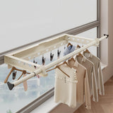 Tendedero de pared Garvee con barra telescópica y 7 pinzas para balcón y terraza, 55x26.7x7.5cm, aluminio y acero - Trompeta Blanca