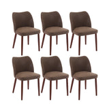 Garvee Juego de 6 Sillas de Comedor Tapizadas con Diseño Wingback y Patas de Madera Verde y Gris - Café