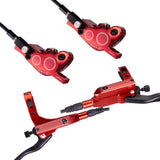 Garvee Juego de frenos de disco hidráulicos MTB 4 pistones aleación de aluminio compatible con bicicletas de montaña uso en ciclismo - Rojo