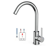 Garvee Grifo De Cocina De Baja Presión Con 3 Conexiones Para Boiler, Acero Inoxidable 304, Válvula Cerámica, Giratorio 360° - Cromado