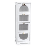 Garvee Gabinete de Piso para Baño con 4 Cajones, Madera Blanca, Manijas Doradas, Diseño Moderno, Resistente al Agua, 84 cm H, 30 cm W, 30 cm D