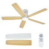 Garvee Ventilador de Techo Moderno con Luz LED, Aspas Reversibles , Motor DC Ultra Silencioso 25dB, Mando a Distancia y 6 Velocidades para Techos Bajos - Blanco
