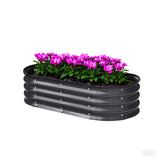 Garvee Cama Elevada Ovalada de Acero Galvanizado sin Fondo con Borde de Seguridad para Jardín Verduras Flores y Hierbas 195x60x28cm