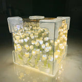 Garvee Lámpara Nocturna Tulipanowa DIY Lámpara Cuadrada De Mesa Floral Decoración De Escritorio Regalo Para Mujeres Y Amigas - 